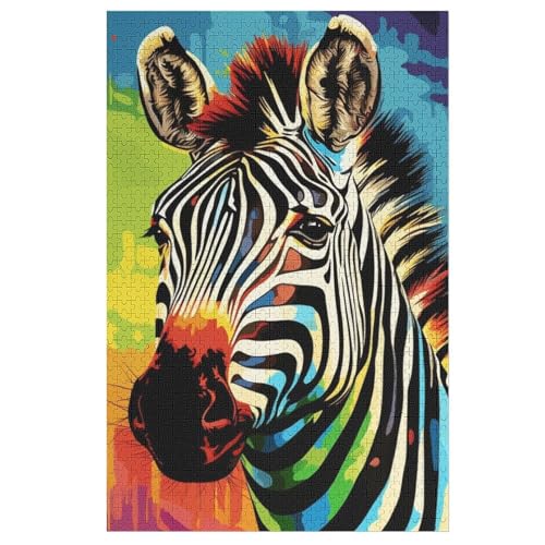 Zebra Holzpuzzle 1000 Teile Klassische Puzzles Erwachsene Kinder Puzzle DIY Kit Holzspielzeug Einzigartiges Geschenk 78×53cm von AASWDDS