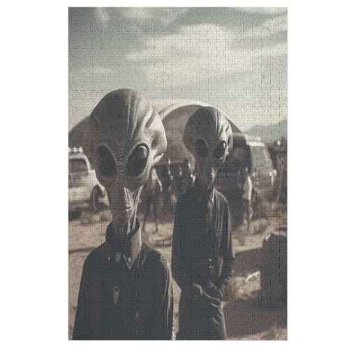 Alien Holzpuzzle 1000 Teile Klassische Puzzles Erwachsene Kinder Puzzle DIY Kit Holzspielzeug Einzigartiges Geschenk 78×53cm von AASWDFR