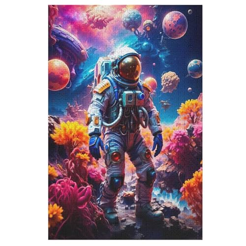 Astronaut Holzpuzzle 1000 Teile Klassische Puzzles Erwachsene Kinder Puzzle DIY Kit Holzspielzeug Einzigartiges Geschenk 78×53cm von AASWDFR