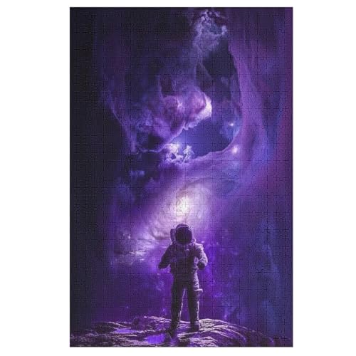 Astronaut Puzzles 1000 Teile Erwachsener Kniffel Spaß Für Die Ganze Familie, Holzpuzzle Kinder Erwachsene, Impossible Puzzle Schwer 78×53cm von AASWDFR