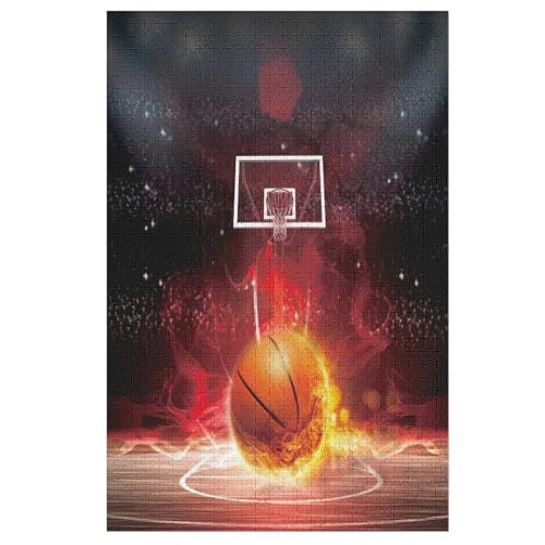 Basketball Holzpuzzle 1000 Teile Klassische Puzzles Erwachsene Kinder Puzzle DIY Kit Holzspielzeug Einzigartiges Geschenk 78×53cm von AASWDFR
