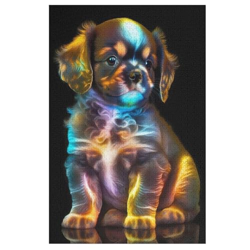 Cute Hund Puzzle 1000 Teile, Holzpuzzle Herausforderndes Geschicklichkeitsspiel Für Die Ganze Familie, Kinder Erwachsenenpuzzle Ab 12 Jahren 78×53cm von AASWDFR