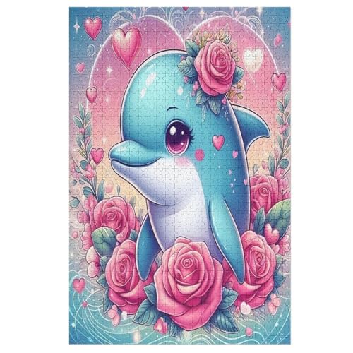 Delphin Holzpuzzle 1000 Teile Klassische Puzzles Erwachsene Kinder Puzzle DIY Kit Holzspielzeug Einzigartiges Geschenk 78×53cm von AASWDFR