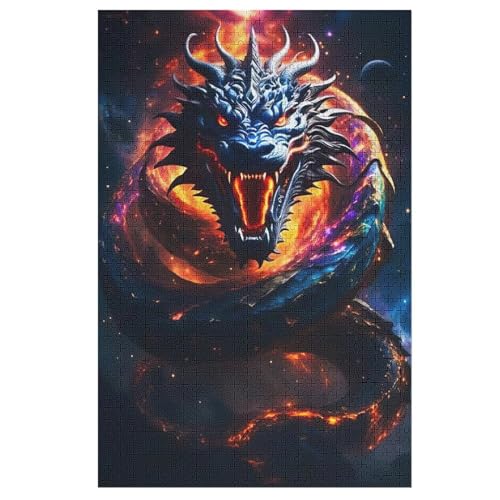 Drache Holzpuzzle 1000 Teile Klassische Puzzles Erwachsene Kinder Puzzle DIY Kit Holzspielzeug Einzigartiges Geschenk 78×53cm von AASWDFR