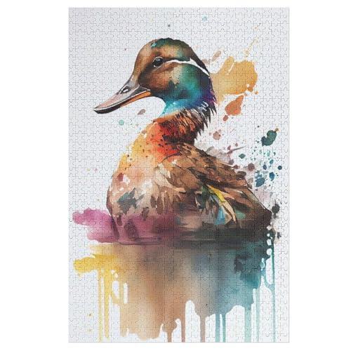 Ente Holzpuzzle - 1000 Teiliges Jigsaw Knobelspiel - Puzzle Für Erwachsene & Kinder - Outdoor & Reisespielzeug 78×53cm von AASWDFR
