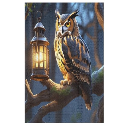 Eule Holzpuzzle 1000 Teile, Knobelspiele Für Erwachsene, Teenager, Puzzles Unmögliche - Kinder Puzzle Zimmer Deko 78×53cm von AASWDFR