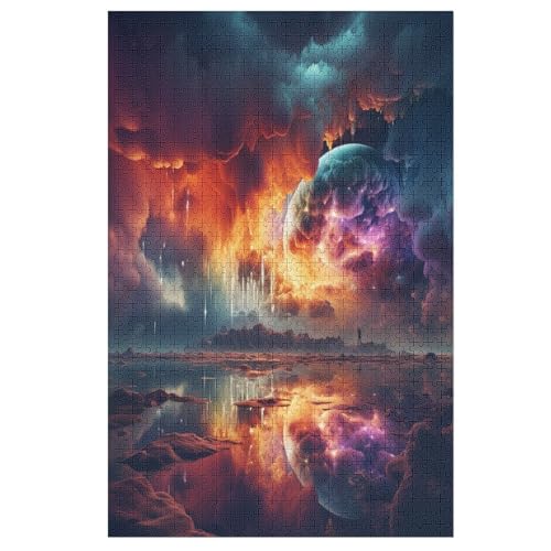 Fantasielandschaft Puzzles 1000 Teile Erwachsener Kniffel Spaß Für Die Ganze Familie, Holzpuzzle Kinder Erwachsene, Impossible Puzzle Schwer 78×53cm von AASWDFR