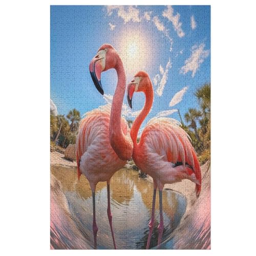 Flamingo Holzpuzzle 1000 Teile Klassische Puzzles Erwachsene Kinder Puzzle DIY Kit Holzspielzeug Einzigartiges Geschenk 78×53cm von AASWDFR