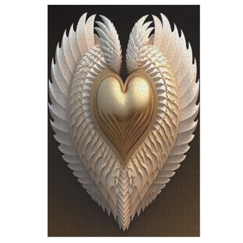 Goldenes Herz Puzzle 1000 Teile, Holzpuzzle Herausforderndes Geschicklichkeitsspiel Für Die Ganze Familie, Kinder Erwachsenenpuzzle Ab 12 Jahren 78×53cm Goldenes Herz Puzzle 1000 Teile, Holzpuzzle Herausforderndes Geschicklichkeitsspiel Für Die Ganze Familie, Kinder Erwachsenenpuzzle Ab 12 Jahren 78×53cm von AASWDFR