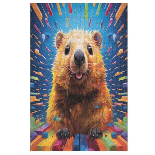 Hamster Holzpuzzle 1000 Teile Klassische Puzzles Erwachsene Kinder Puzzle DIY Kit Holzspielzeug Einzigartiges Geschenk 78×53cm von AASWDFR