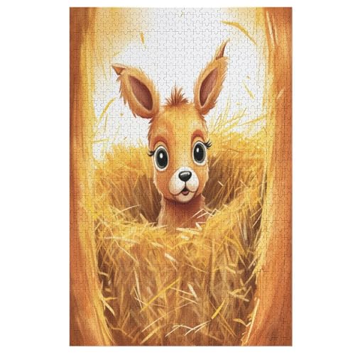 Haystack Hirsch -Puzzle, 1000 Teile,Holzpuzzle Für Erwachsene Kinder, Lustiges Spielzeug, Denkspiel, Bildungsspiel, 78×53cm von AASWDFR