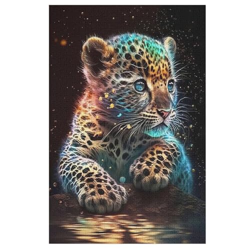 Holzpuzzle Leopard Puzzle 1000 Teile Erwachsene Klassische Pädagogisches Spielzeug Kinder Lernspiel Herausforderndes Puzzles 78×53cm von AASWDFR