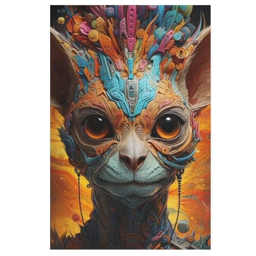 Holzpuzzles 1000 Teile Lemur -Puzzle Für Jungen Und Mädchen, Schwierigkeitsgrad, Lernspiele, Familienspielzeug 78×53cm von AASWDFR