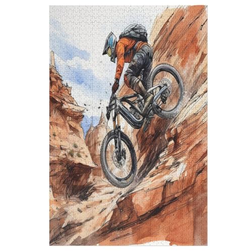 Holzpuzzles 1000 Teile Mountainbike -Puzzle Für Jungen Und Mädchen, Schwierigkeitsgrad, Lernspiele, Familienspielzeug 78×53cm von AASWDFR