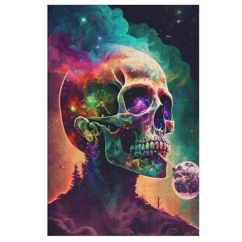Holzpuzzles 1000 Teile Skull -Puzzle Für Jungen Und Mädchen, Schwierigkeitsgrad, Lernspiele, Familienspielzeug 78×53cm von AASWDFR
