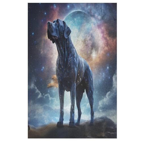 Hund Holzpuzzle 1000 Teile Klassische Puzzles Erwachsene Kinder Puzzle DIY Kit Holzspielzeug Einzigartiges Geschenk 78×53cm von AASWDFR