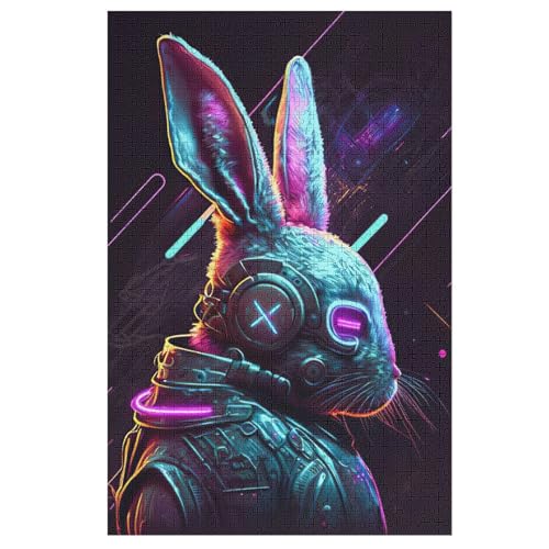 Kaninchen Holzpuzzle 1000 Teile Klassische Puzzles Erwachsene Kinder Puzzle DIY Kit Holzspielzeug Einzigartiges Geschenk 78×53cm von AASWDFR