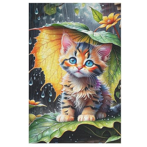 Katze Holzpuzzle 1000 Teile Klassische Puzzles Erwachsene Kinder Puzzle DIY Kit Holzspielzeug Einzigartiges Geschenk 78×53cm von AASWDFR