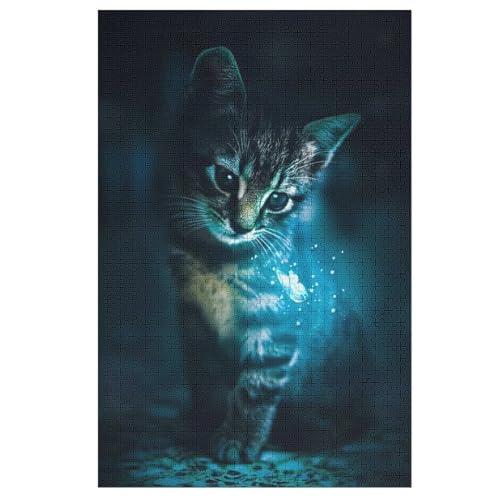 Katze Holzpuzzle 1000 Teile Klassische Puzzles Erwachsene Kinder Puzzle DIY Kit Holzspielzeug Einzigartiges Geschenk 78×53cm von AASWDFR