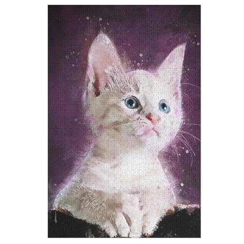 Katze Holzpuzzle 1000 Teile Klassische Puzzles Erwachsene Kinder Puzzle DIY Kit Holzspielzeug Einzigartiges Geschenk 78×53cm von AASWDFR