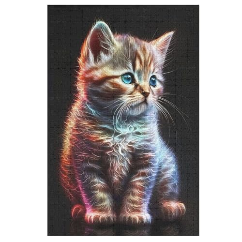 Katze Holzpuzzle 1000 Teile Klassische Puzzles Erwachsene Kinder Puzzle DIY Kit Holzspielzeug Einzigartiges Geschenk 78×53cm von AASWDFR