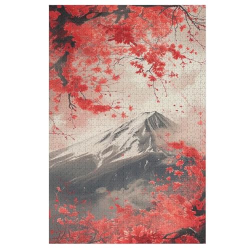 Kirschbaum-Japan-Kunst Puzzles 1000 Teile Erwachsener Kniffel Spaß Für Die Ganze Familie, Holzpuzzle Kinder Erwachsene, Impossible Puzzle Schwer 78×53cm von AASWDFR