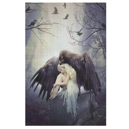 Krähe Puzzles 1000 Teile Erwachsener Kniffel Spaß Für Die Ganze Familie, Holzpuzzle Kinder Erwachsene, Impossible Puzzle Schwer 78×53cm von AASWDFR