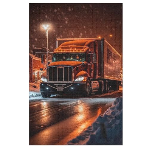 LKW Holzpuzzle 1000 Teile Klassische Puzzles Erwachsene Kinder Puzzle DIY Kit Holzspielzeug Einzigartiges Geschenk 78×53cm von AASWDFR