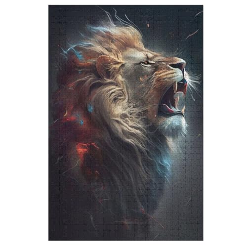Löwe Holzpuzzle 1000 Teile Klassische Puzzles Erwachsene Kinder Puzzle DIY Kit Holzspielzeug Einzigartiges Geschenk 78×53cm von AASWDFR