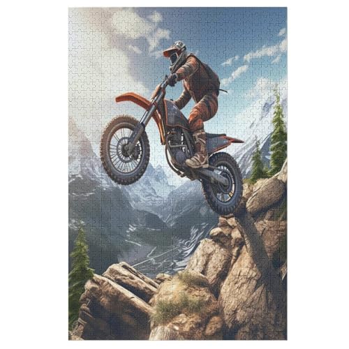 Motocross Holzpuzzle 1000 Teile Klassische Puzzles Erwachsene Kinder Puzzle DIY Kit Holzspielzeug Einzigartiges Geschenk 78×53cm von AASWDFR