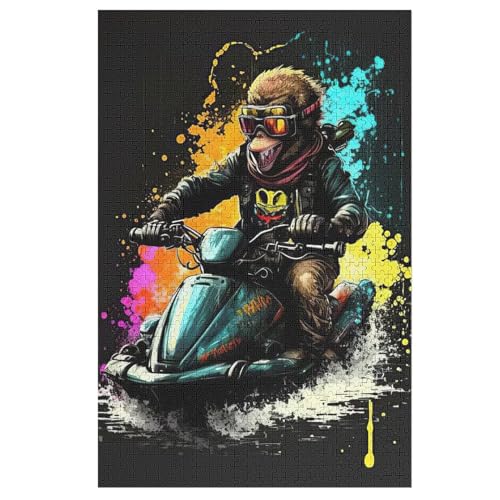 Motorboot Holzpuzzle 1000 Teile Klassische Puzzles Erwachsene Kinder Puzzle DIY Kit Holzspielzeug Einzigartiges Geschenk 78×53cm von AASWDFR