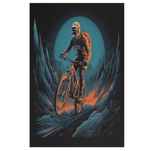 Mountainbike Holzpuzzle 1000 Teile, Knobelspiele Für Erwachsene, Teenager, Puzzles Unmögliche - Kinder Puzzle Zimmer Deko 78×53cm von AASWDFR