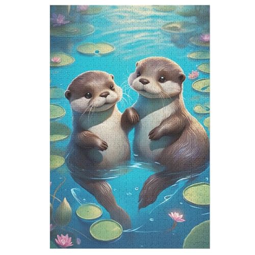 Otter Puzzle 1000 Teile, Holzpuzzle Herausforderndes Geschicklichkeitsspiel Für Die Ganze Familie, Kinder Erwachsenenpuzzle Ab 12 Jahren 78×53cm von AASWDFR