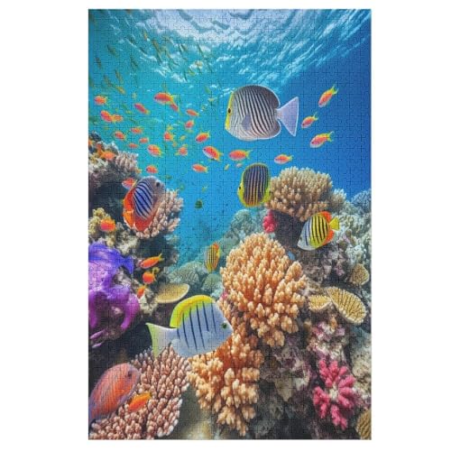 Puzzle 1000 Teile Colorful Fisch Holzpuzzle Für Erwachsene Lernspiel Herausforderungsspielzeug The Puzzles Für Erwachsene Kinder 78×53cm von AASWDFR