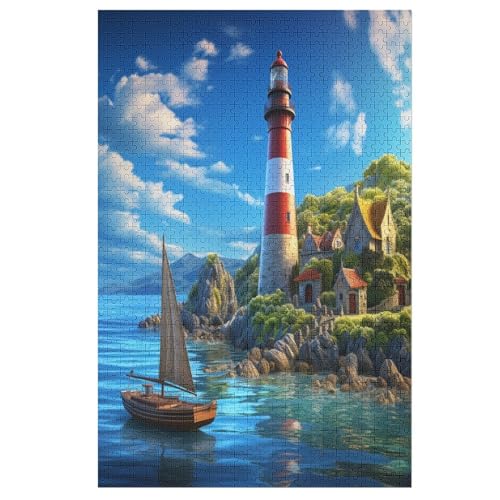 Puzzle 1000 Teile Leuchttürme an der Küste Holzpuzzle Für Erwachsene Lernspiel Herausforderungsspielzeug The Puzzles Für Erwachsene Kinder 78×53cm von AASWDFR