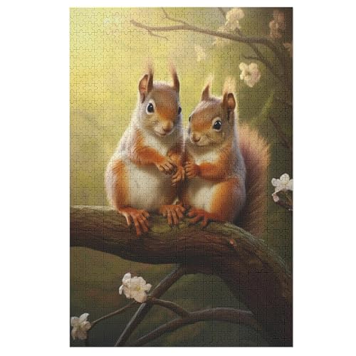 Puzzle Eichhörnchen, 1000 Puzzleteile Für Kinder, Holzpuzzles, Geeignet Für Erwachsene Lernspiel, 78×53cm von AASWDFR