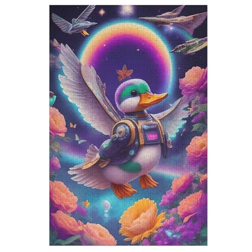 Puzzle Ente, 1000 Puzzleteile Für Kinder, Holzpuzzles, Geeignet Für Erwachsene Lernspiel, 78×53cm von AASWDFR