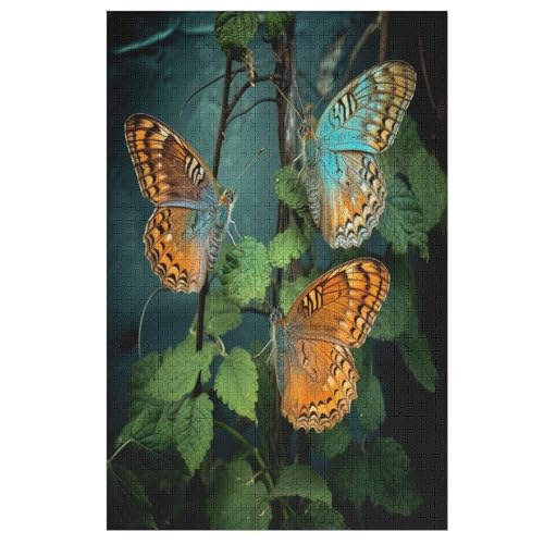 Puzzle Für Erwachsene, 1000 Teile, Schmetterling, Holzpuzzle, Geburtstagsgeschenke, Puzzle Wanddekoration 78×53cm von AASWDFR