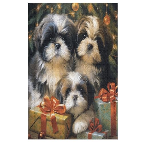 Puzzle Hunde, 1000 Puzzleteile Für Kinder, Holzpuzzles, Geeignet Für Erwachsene Lernspiel, 78×53cm von AASWDFR