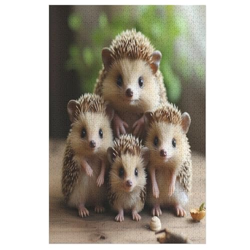 Puzzle Igel, 1000 Puzzleteile Für Kinder, Holzpuzzles, Geeignet Für Erwachsene Lernspiel, 78×53cm von AASWDFR