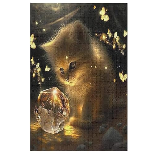 Puzzle Katze, 1000 Puzzleteile Für Kinder, Holzpuzzles, Geeignet Für Erwachsene Lernspiel, 78×53cm von AASWDFR