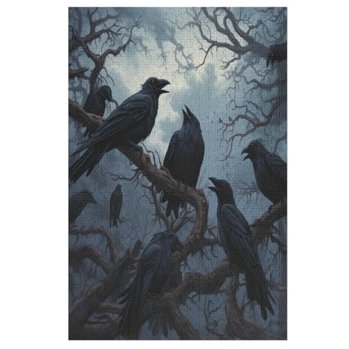 Puzzle Krähe, 1000 Puzzleteile Für Kinder, Holzpuzzles, Geeignet Für Erwachsene Lernspiel, 78×53cm von AASWDFR