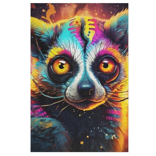 Puzzle Lemur, 1000 Puzzleteile Für Kinder, Holzpuzzles, Geeignet Für Erwachsene Lernspiel, 78×53cm von AASWDFR