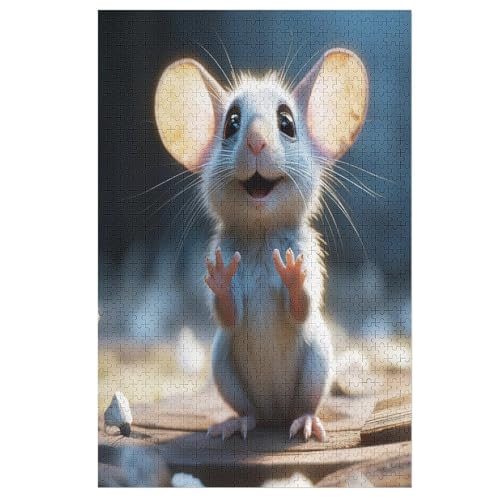 Puzzle Maus, 1000 Puzzleteile Für Kinder, Holzpuzzles, Geeignet Für Erwachsene Lernspiel, 78×53cm von AASWDFR