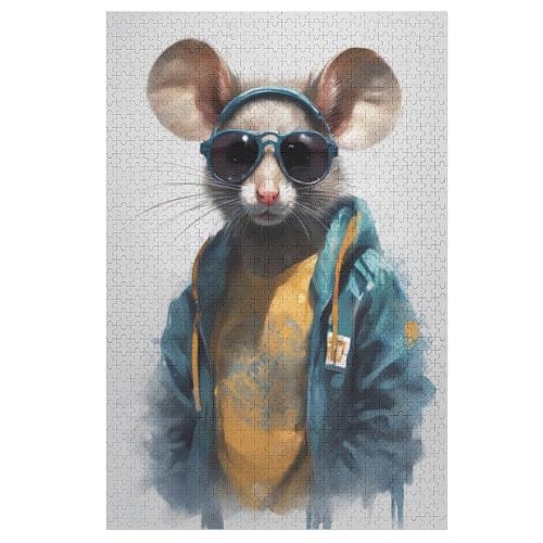 Puzzle Maus, 1000 Puzzleteile Für Kinder, Holzpuzzles, Geeignet Für Erwachsene Lernspiel, 78×53cm von AASWDFR
