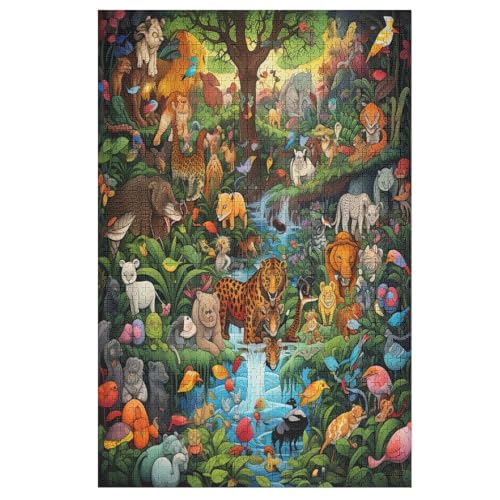 Puzzles Dschungeltiere, 1000 Teile, Puzzle Aus Holz Für Erwachsene Und Kinder Ab 12 Jahren, Lernspielzeug 78×53cm Puzzles Dschungeltiere, 1000 Teile, Puzzle Aus Holz Für Erwachsene Und Kinder Ab 12 Jahren, Lernspielzeug 78×53cm von AASWDFR