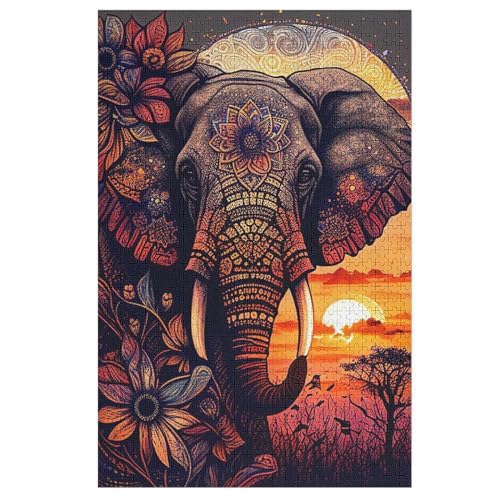 Puzzles Elefant, 1000 Teile, Puzzle Aus Holz Für Erwachsene Und Kinder Ab 12 Jahren, Lernspielzeug 78×53cm Puzzles Elefant, 1000 Teile, Puzzle Aus Holz Für Erwachsene Und Kinder Ab 12 Jahren, Lernspielzeug 78×53cm von AASWDFR