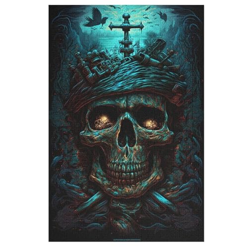 Puzzles Für Erwachsene, Skull Puzzle, 1000 Teile, Kreatives, Geistiges Spielzeug, Kinder, Montagespiele 78×53cm von AASWDFR