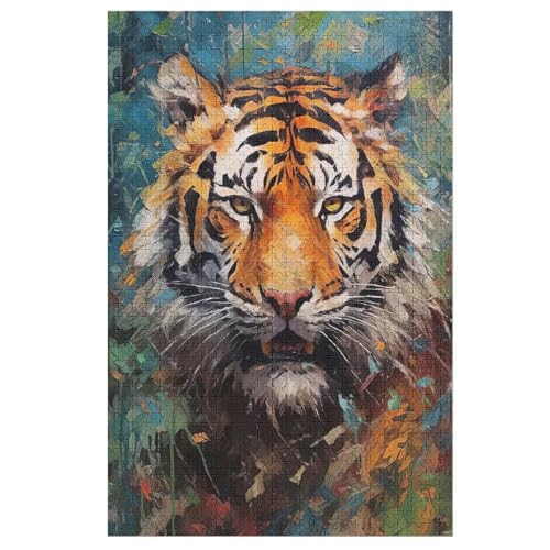 Puzzles Tiger, 1000 Teile, Puzzle Aus Holz Für Erwachsene Und Kinder Ab 12 Jahren, Lernspielzeug 78×53cm Puzzles Tiger, 1000 Teile, Puzzle Aus Holz Für Erwachsene Und Kinder Ab 12 Jahren, Lernspielzeug 78×53cm von AASWDFR