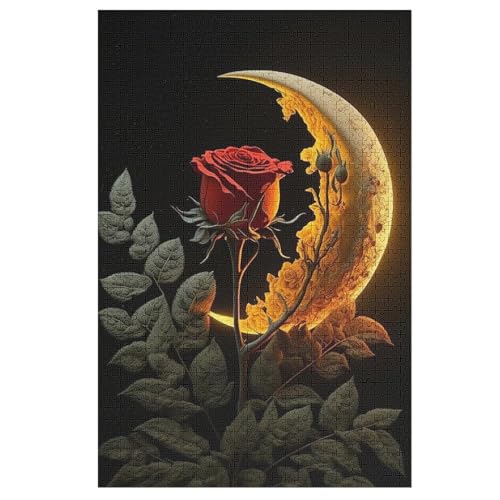 Rose Holzpuzzle 1000 Teile Klassische Puzzles Erwachsene Kinder Puzzle DIY Kit Holzspielzeug Einzigartiges Geschenk 78×53cm von AASWDFR